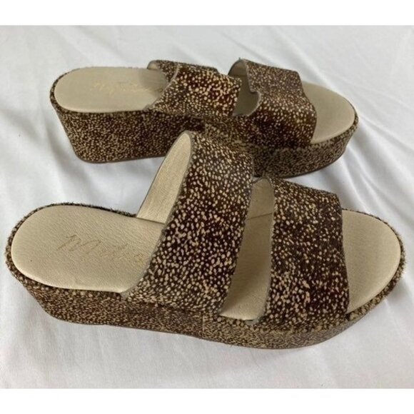 Womens Matisse Struttin Platform Cow Hair Sandals Brown Tan 8 - Picture 1 of 9